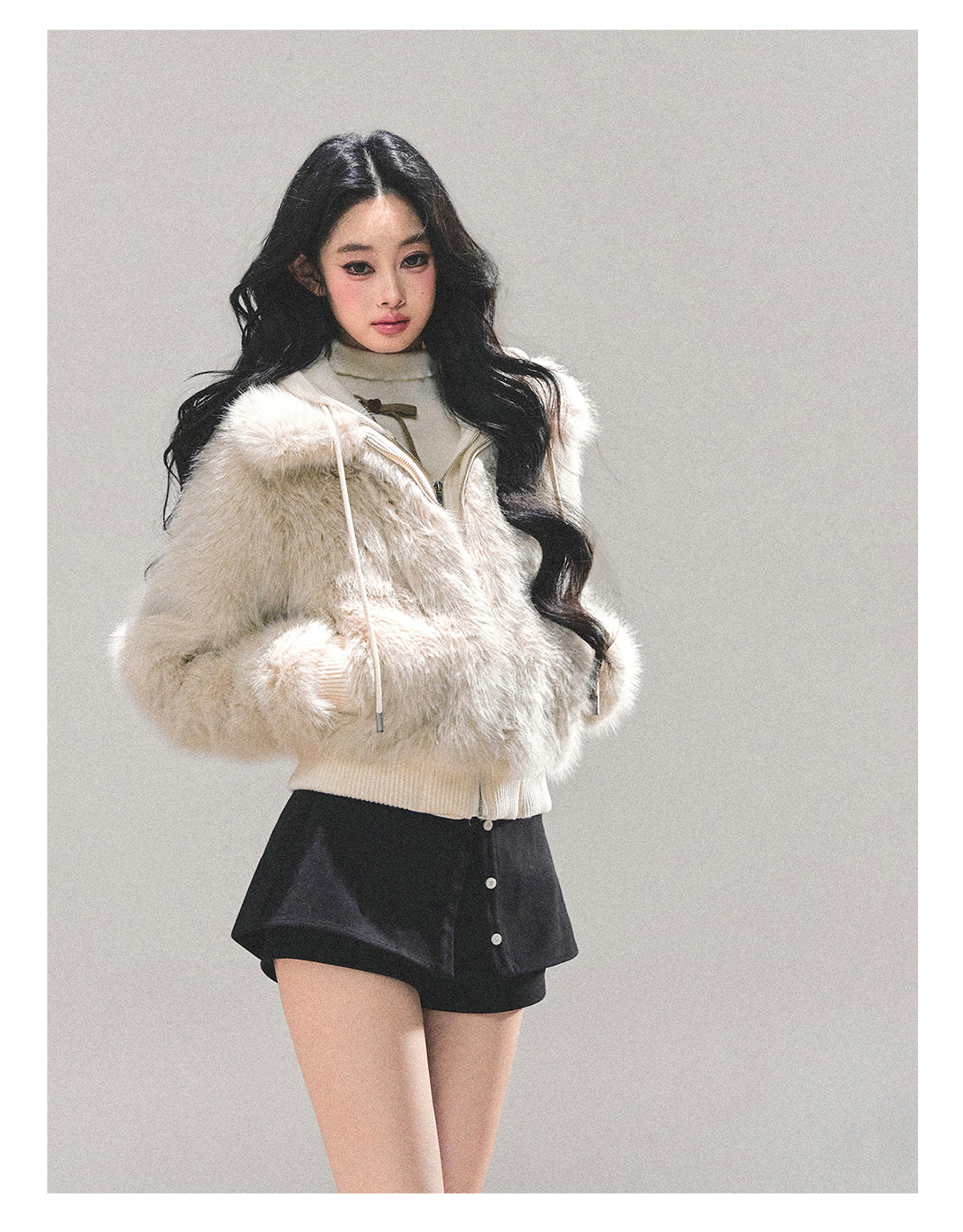 少也眼 "She Walks Through Snow" Faux Shearling Winter Jacket 8763132