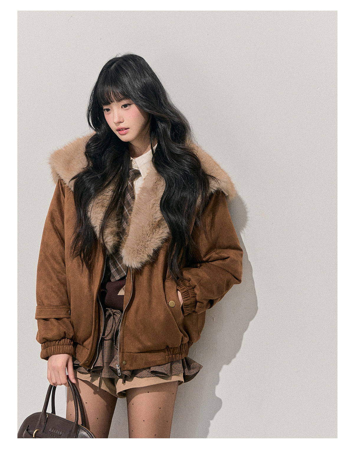 少也眼 "Sunset Melted Sugar" Faux Suede Padded Jacket