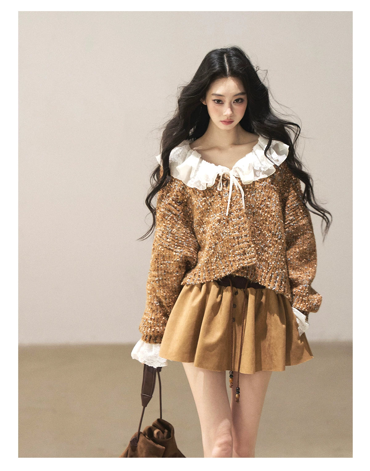 AOMALM - Toasted Pecan Marled Knit Cardigan
