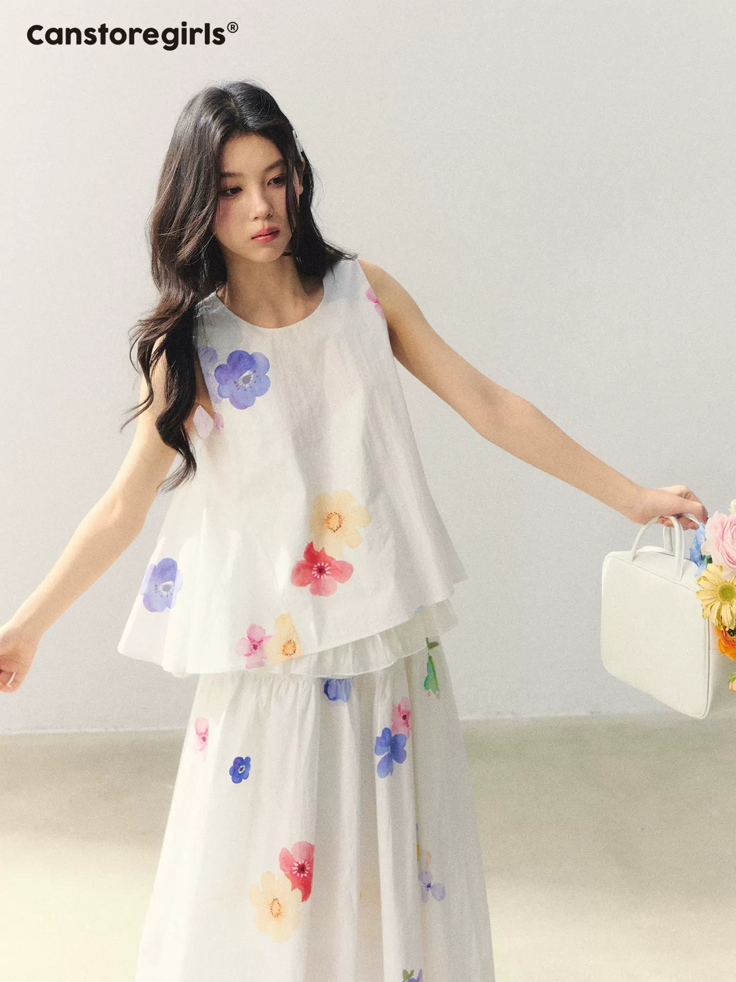 Floral Whisper White A-Line Top & Skirt Set WW2026053
