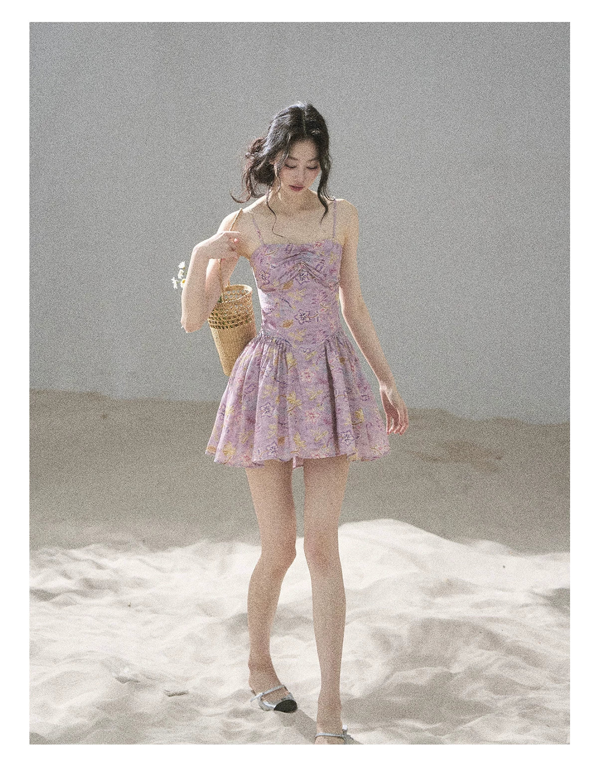 "Iris Bloom" Purple Iris Cami Mini Dress