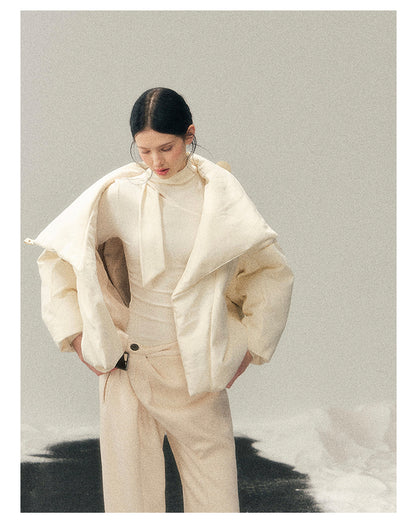 040126 "The Fluffiness of Snow" Down Jacket - Creamy Apricot White