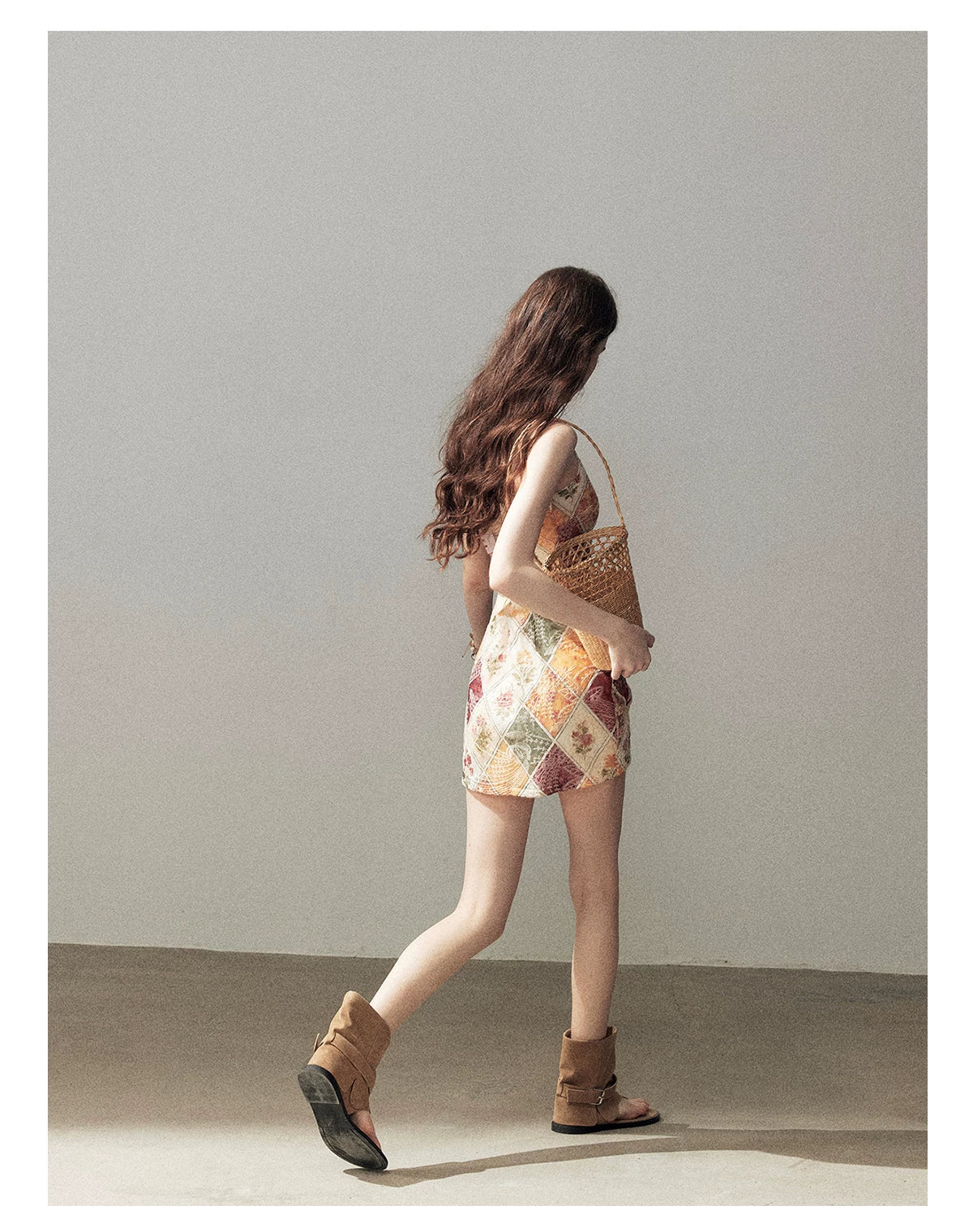 "In Her Lingering Gaze" Van Dyke Brown Floral Cami Bodycon Mini Dress