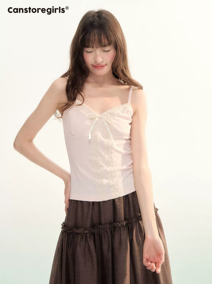 Soft Pink Lace Trim Knit Cami & Cardigan Set LL2026115