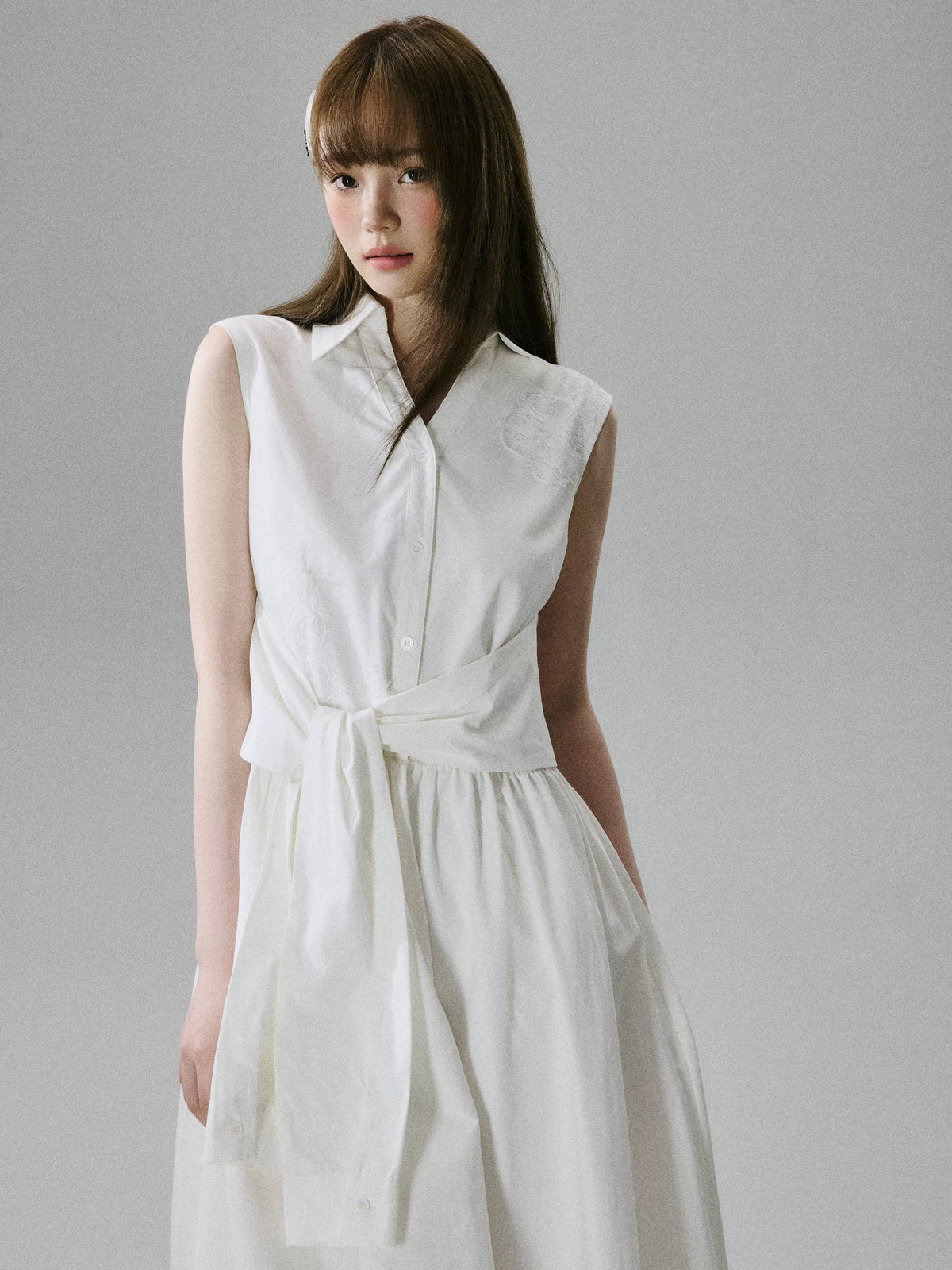 LOST FOREST - White Lyocell-Cotton Tie-Strap Pocket Maxi Dress