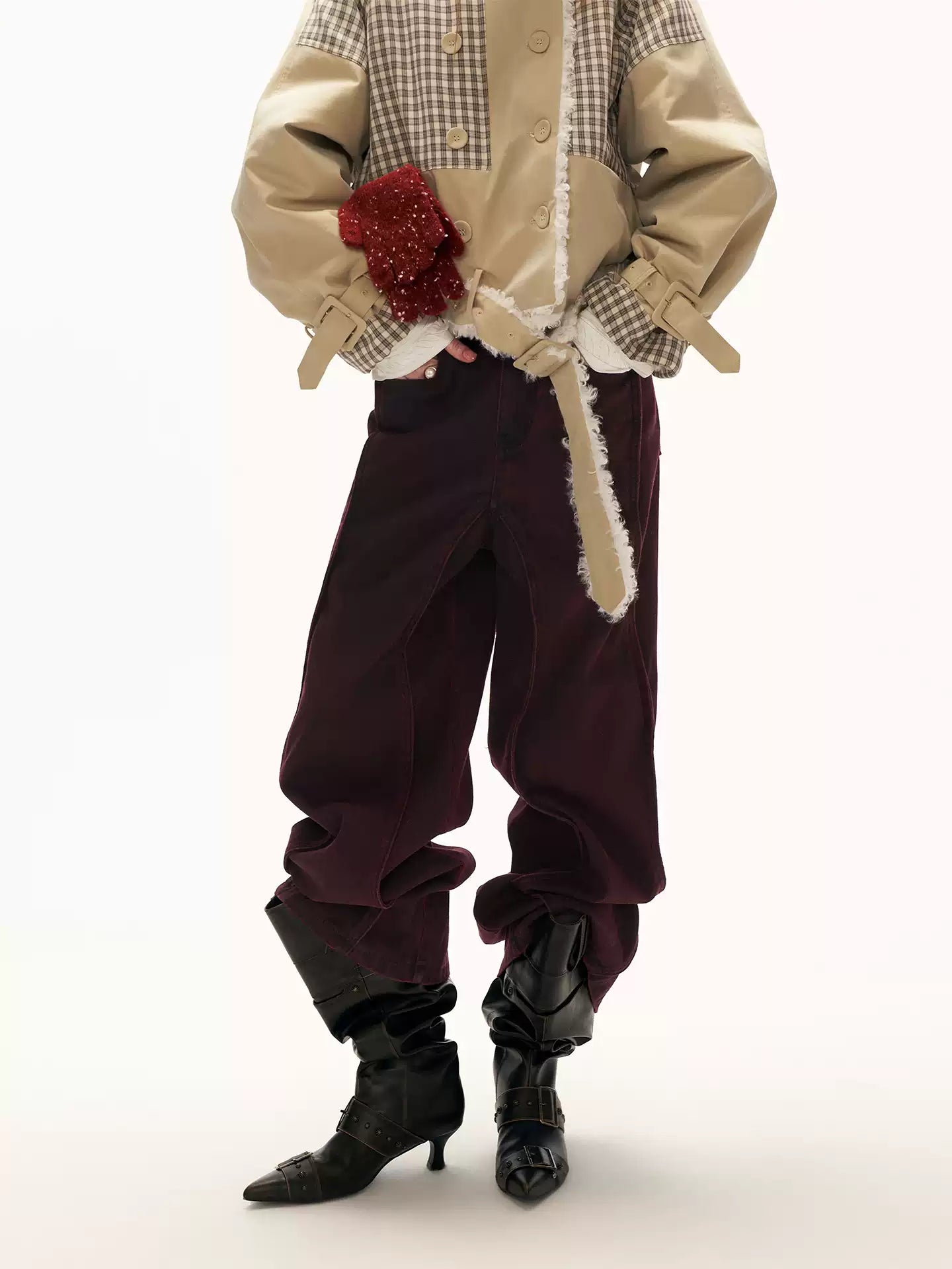 MAMC - Holiday Wave Red Straight-Leg Denim Pants WE786