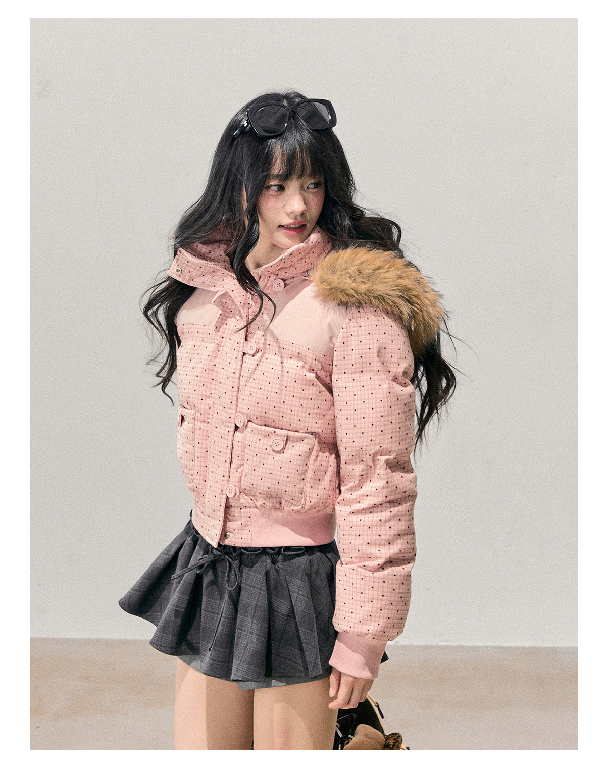 少也眼 “Candy Wrapper Dream” Hooded Quilted Polka-Dot Jacket 645156