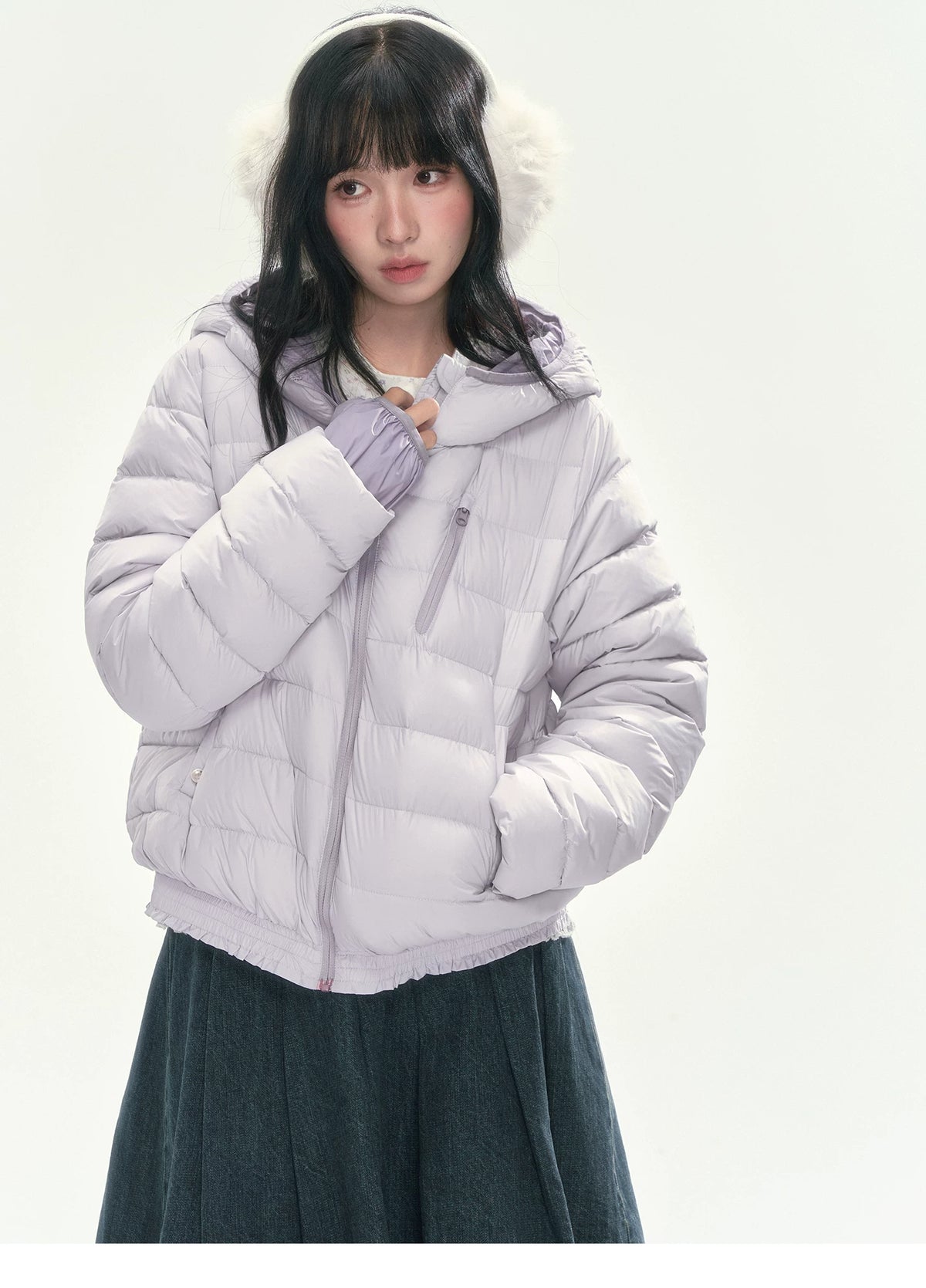 CAN - "Twilight Snow" Hooded 90% White Duck Down Puffer Jacket (Hibiscus Purple / Baby Pink / Water Blue)