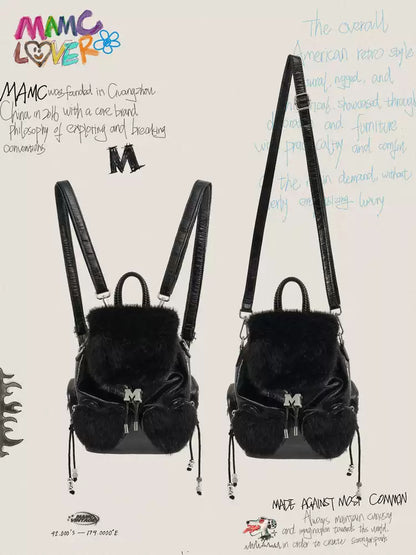 MAMC - Black Convertible PU Leather Backpack