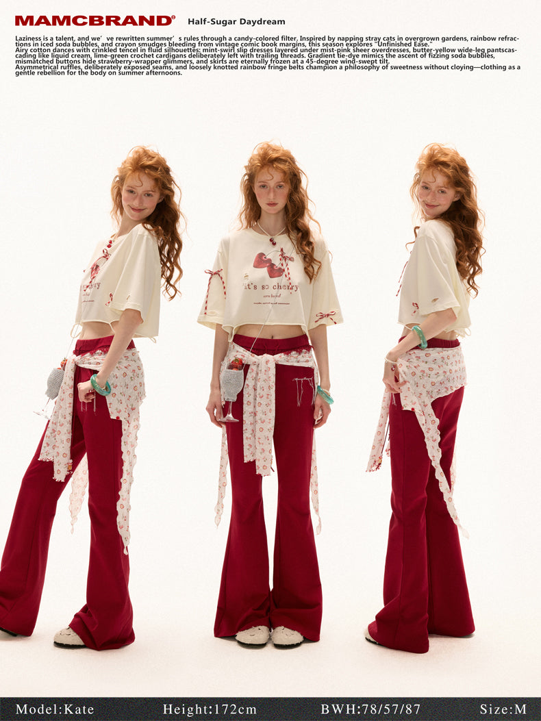 MAMC - Low-Waist Drawstring Flared Pants – American Retro Style
