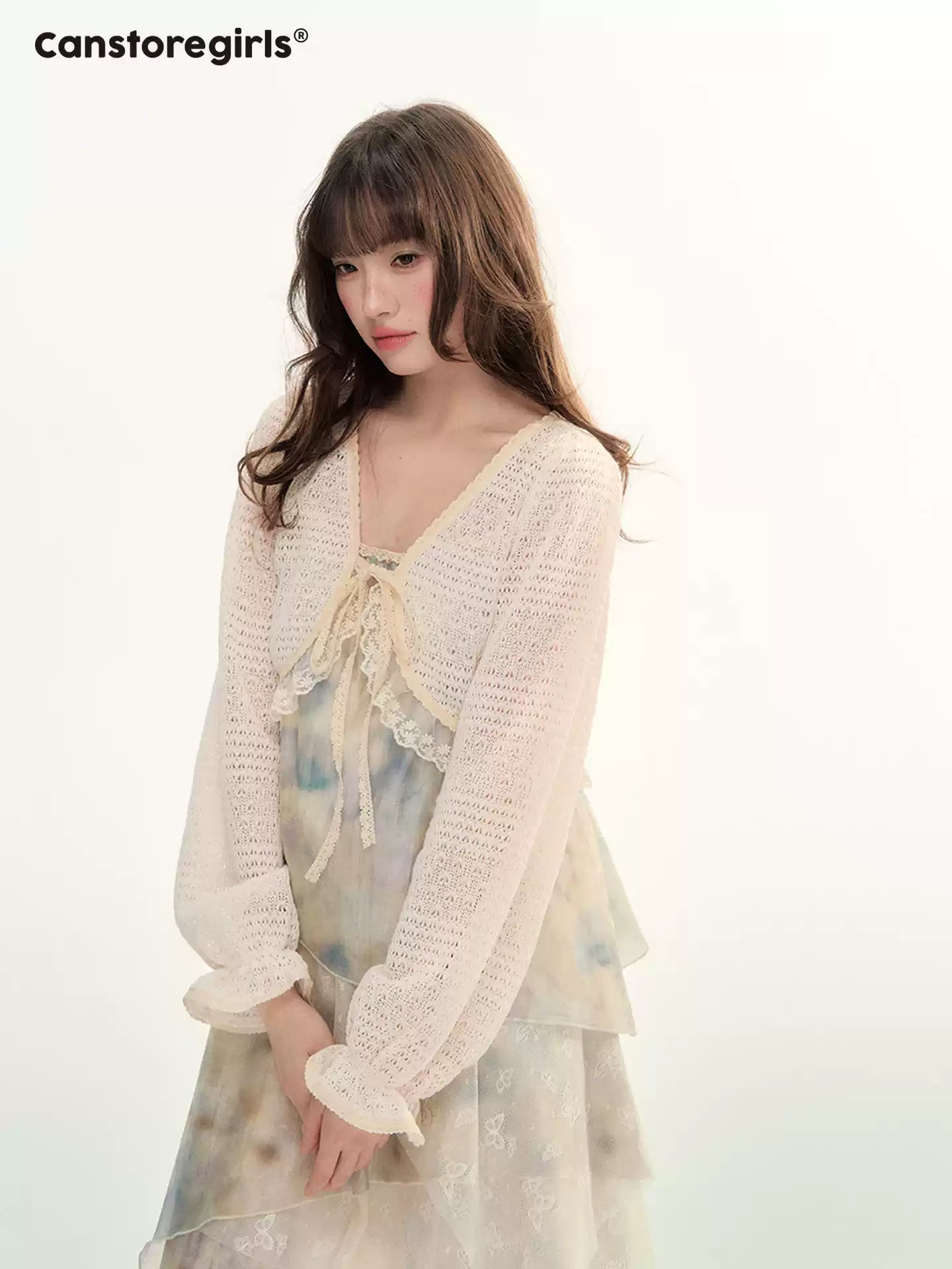 Soft Beige Layered Lace Slip Dress LL2026096