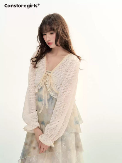 Soft Beige Layered Lace Slip Dress LL2026096