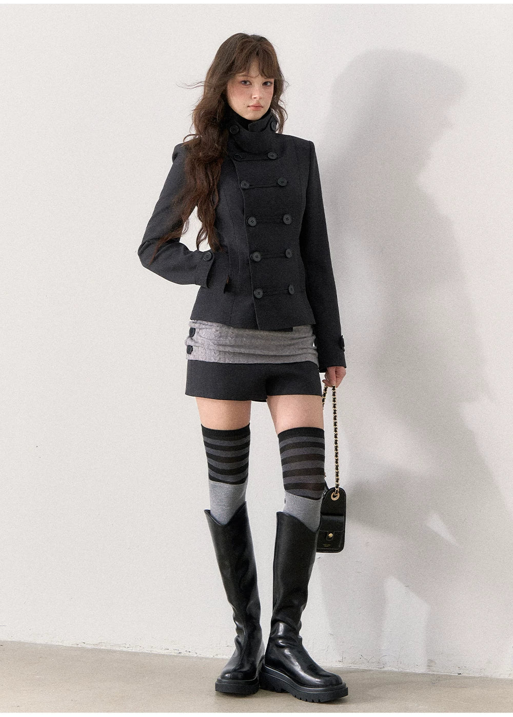 [TMMG] Napoleon-Inspired Double-Breasted Blazer & Cuffed Shorts Set