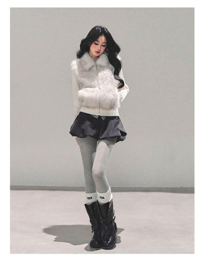 少也眼 "Soft Landing" Faux Fur Layered Jacket 6513513