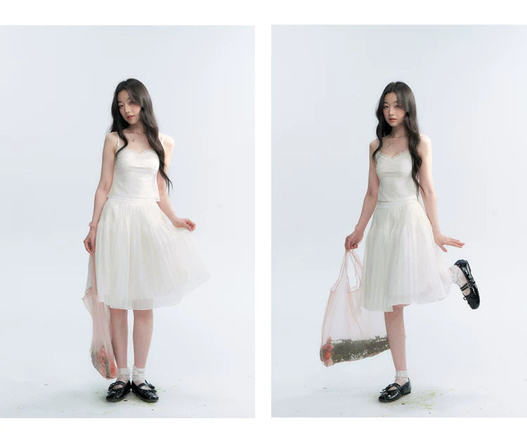 "First Confession" Ivory Lace Bow Cami Top