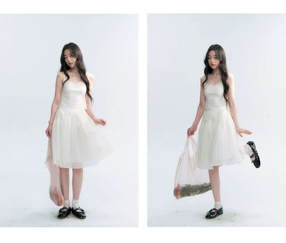 "First Confession" Ivory Lace Bow Cami Top