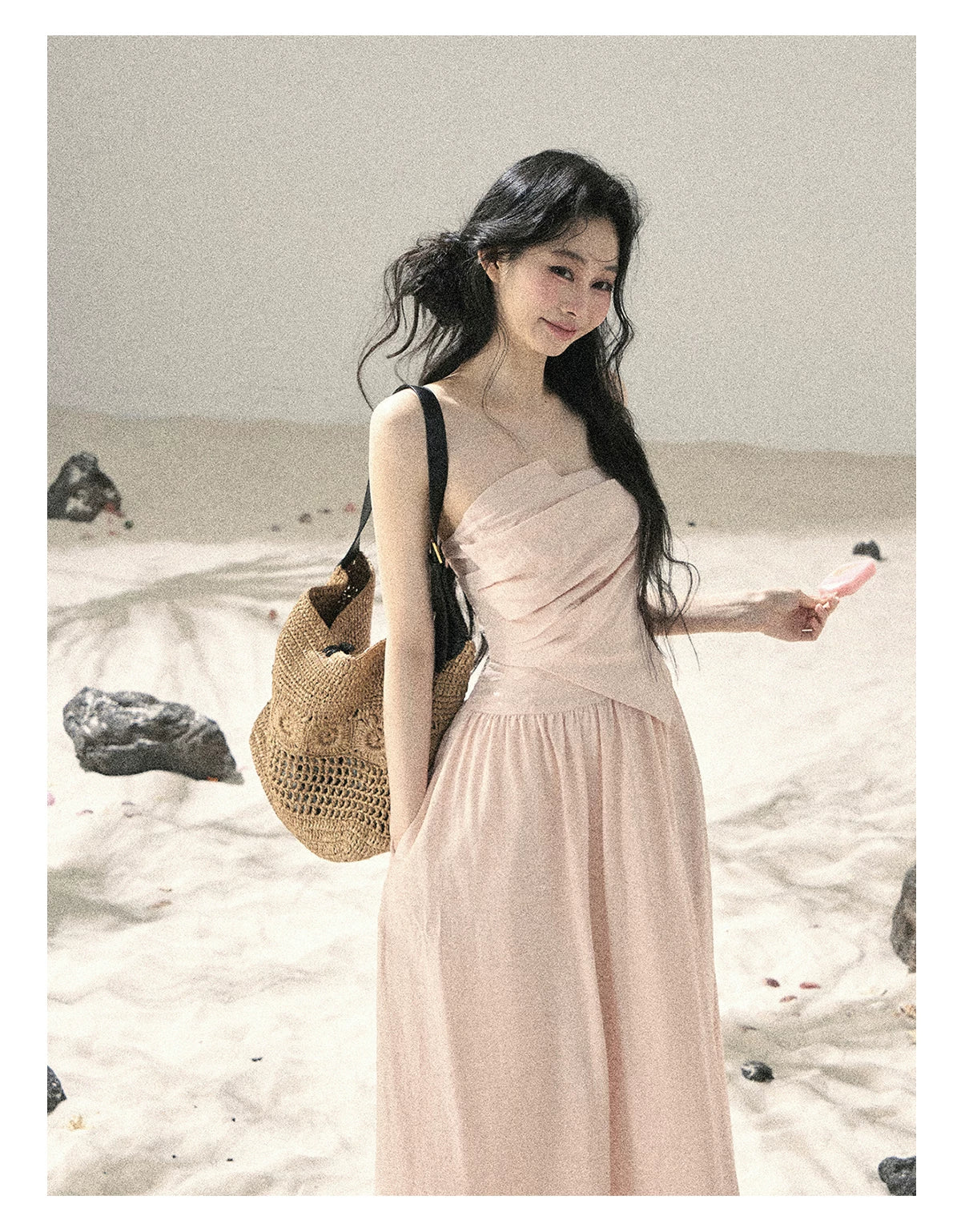 "Blushing Sunset Clouds" Ballet Pink Strapless Maxi Dress