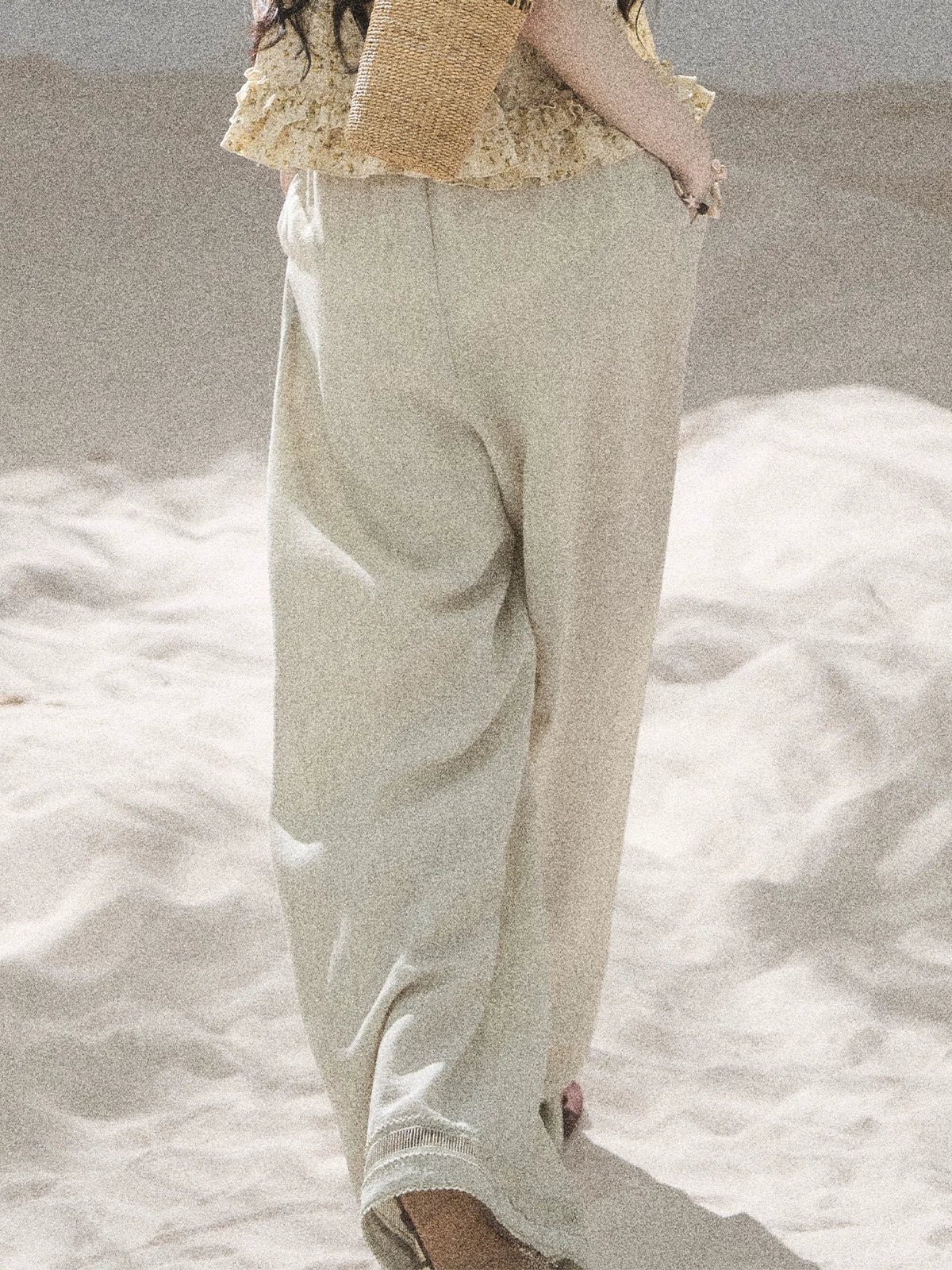 "Follow the Sea Breeze" Lightweight Straight-Leg Wide-Leg Pants (Lotus Pink/ Gray Sage Green/ Gray Blue)