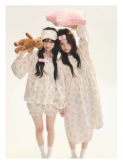 "Floral Journal" Cream Floral Pajama Collection (Free Eye Mask)