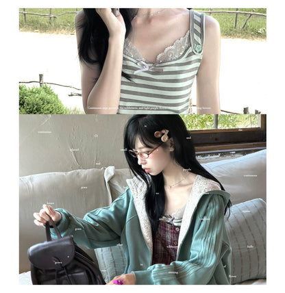 "Sage Whisper" Floral Layered Collection (Hoodie / Lace Cami / Bubble Shorts)