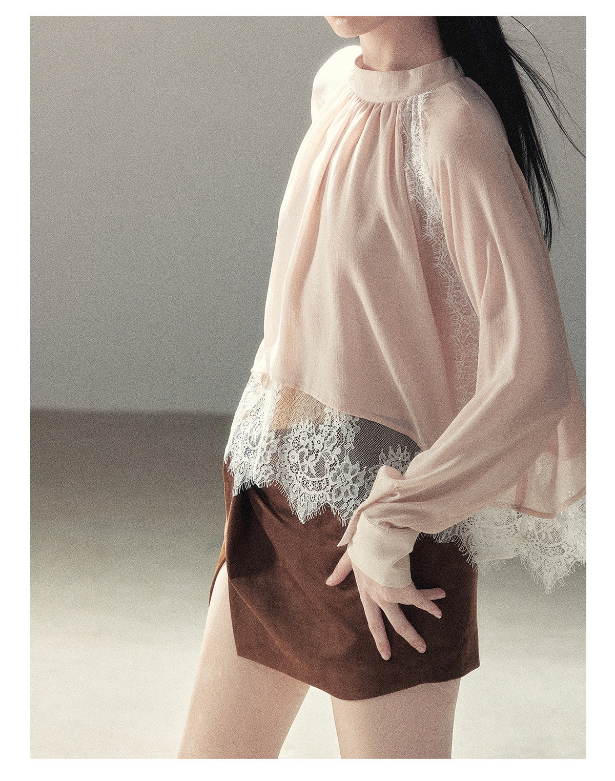 170726 "Blooming Evening Sakura" Soft Pink Lace Cover-Up Blouse