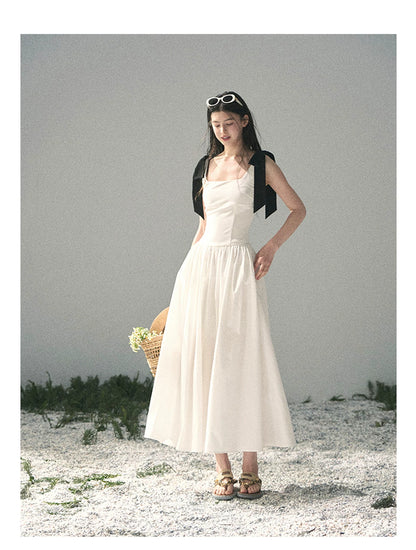 "Whispered Spring Midnight" Gardenia White Maxi Sundress 84545