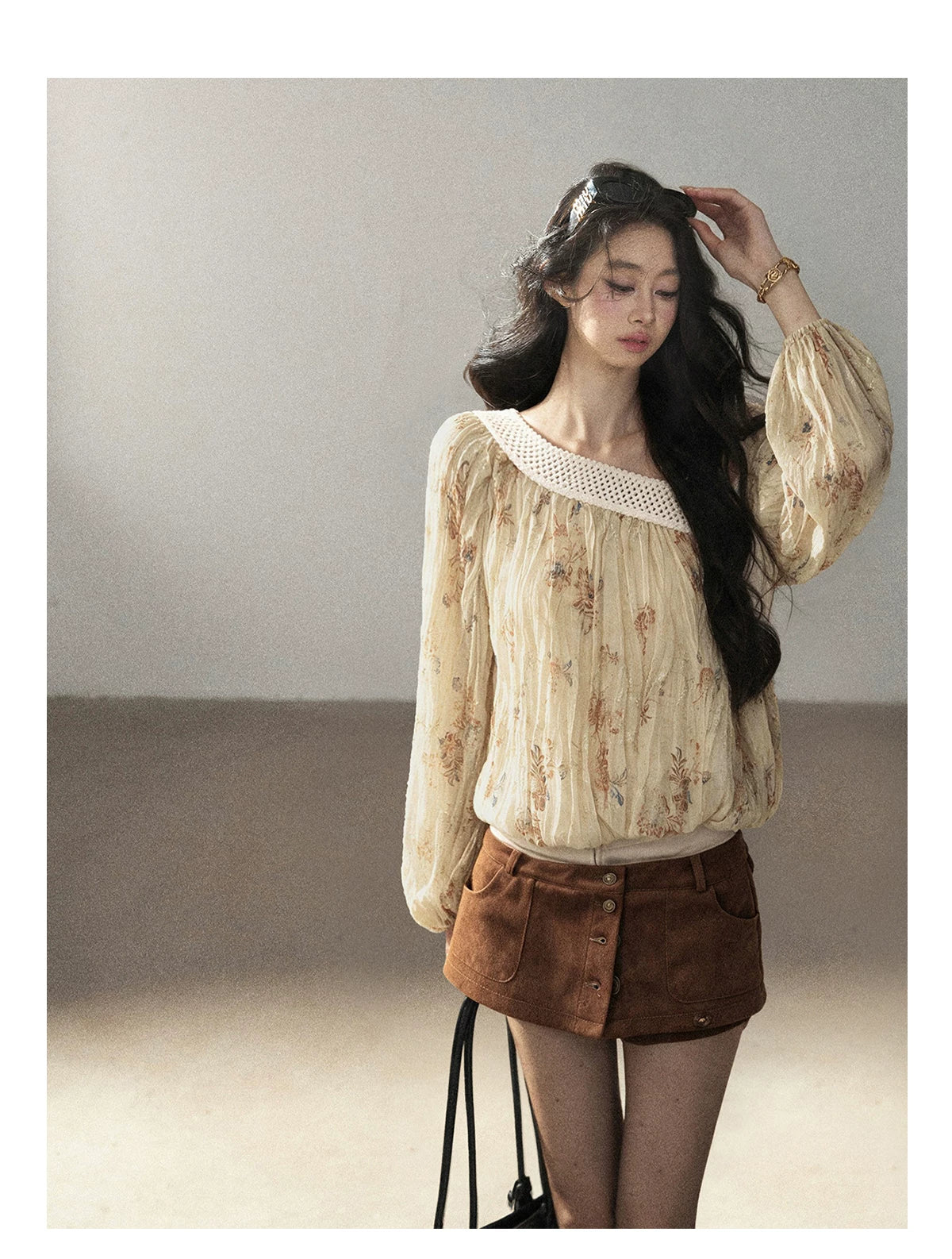 AOMALM - "Among the Oak Trees" Toasted Pecan Faux Suede Skort