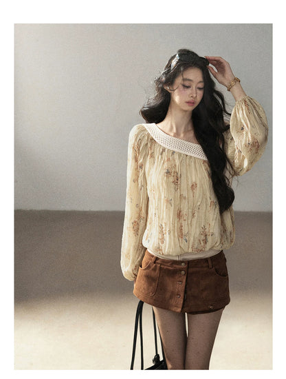 AOMALM - "Among the Oak Trees" Toasted Pecan Faux Suede Skort