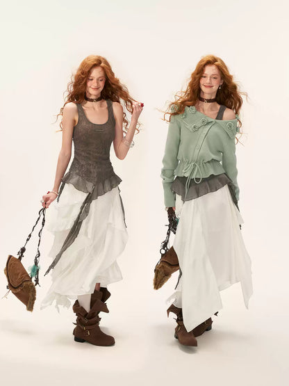 MAMC - Asymmetrical Lace Tank Top