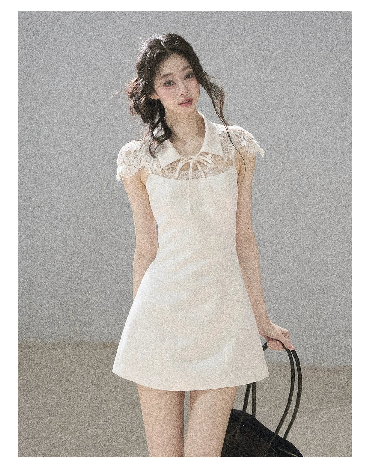 "Moonlit Rose Sonata" Cream Ivory Lace Mini Dress & Cape Set