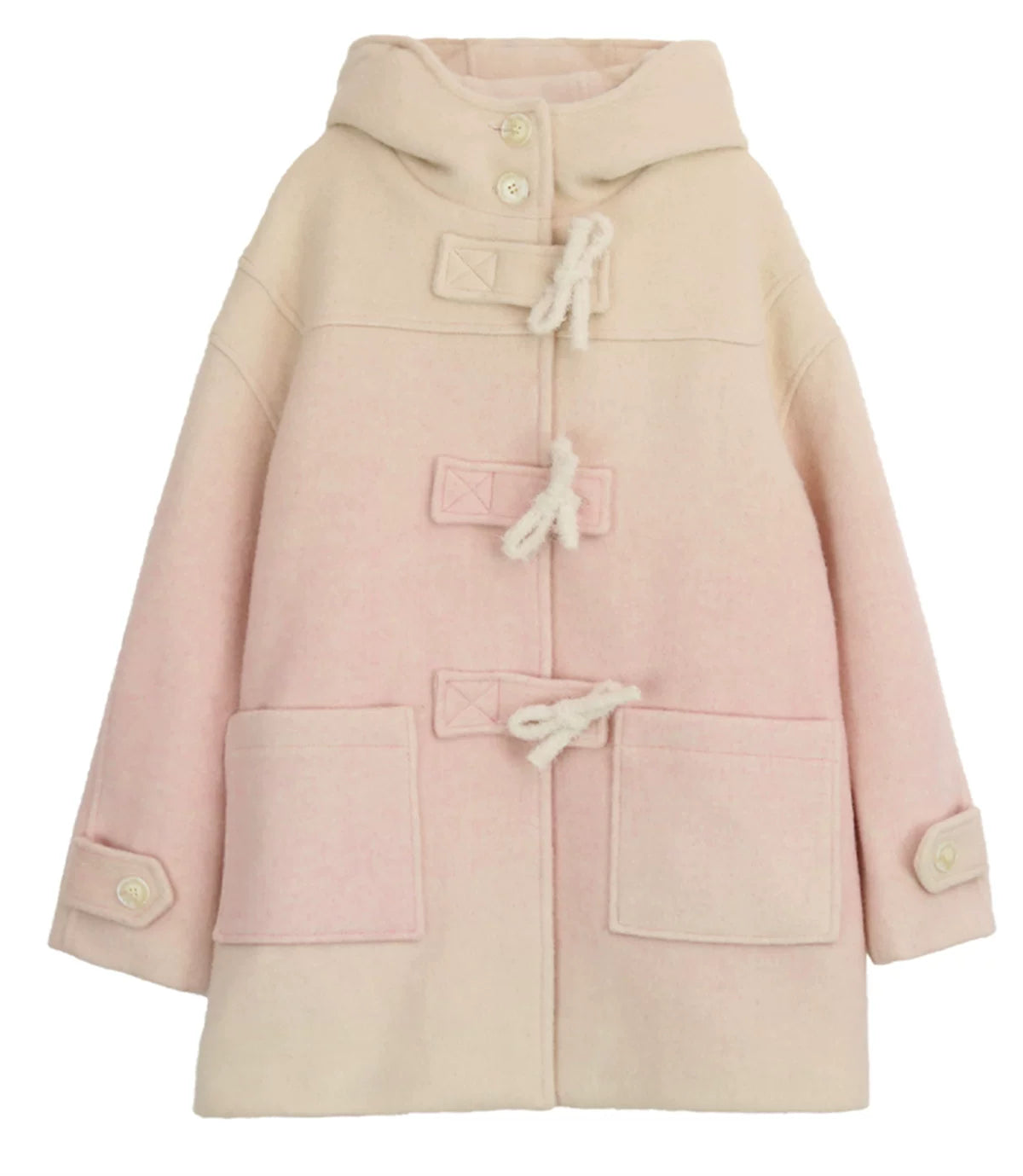 YEDM - Pink Gradient Hooded Wool Coat