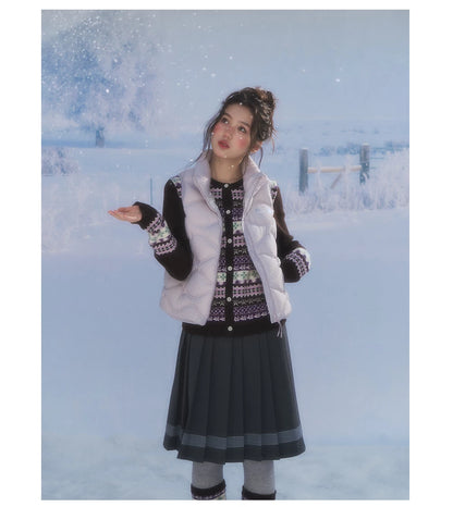CANSTORE - "Coffee Grape" Fair Isle Brown Knit Cardigan