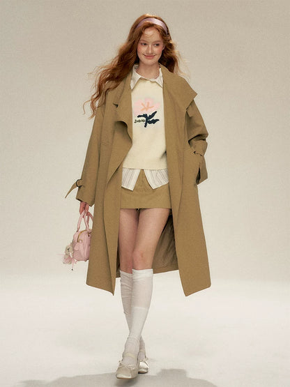 Khaki Longline Trench Coat