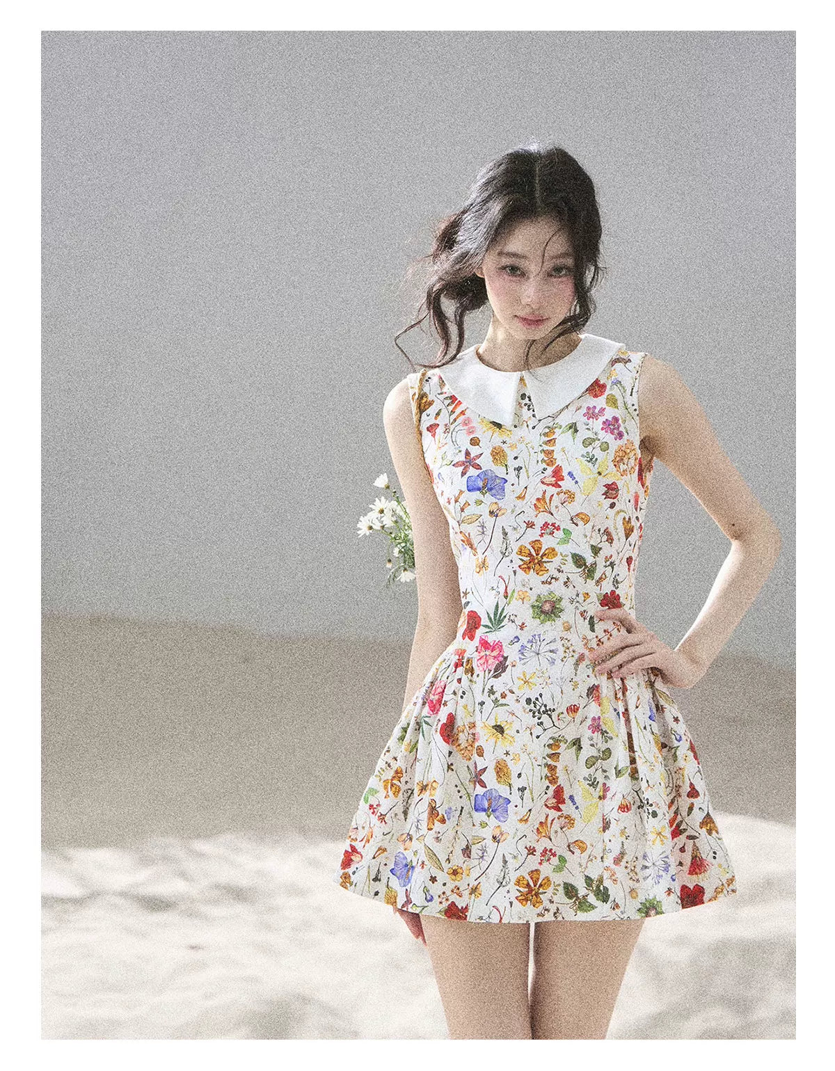 "Fallen Petals" Fleur White Floral Mini Dress