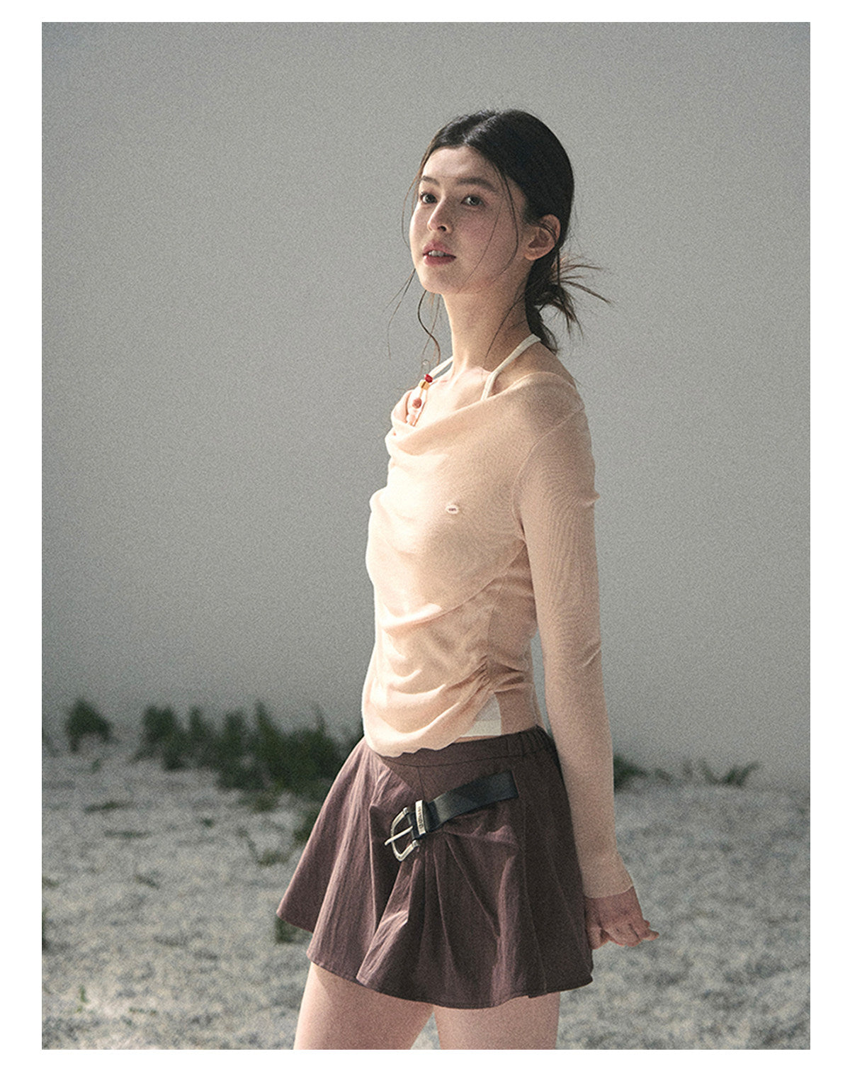 “Sugar Frost Diaries” Soft Mist Pink Layered Halter Top