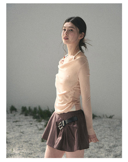 “Sugar Frost Diaries” Soft Mist Pink Layered Halter Top