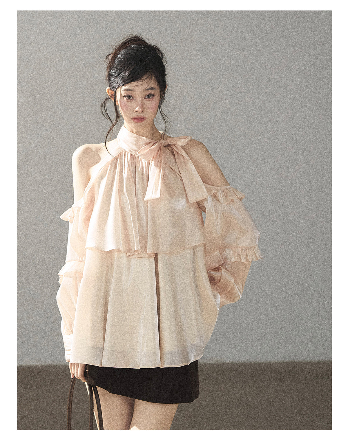 170726 "Pearlescent Glow" Pearl Pink Satin Halter Blouse