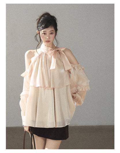 170726 "Pearlescent Glow" Pearl Pink Satin Halter Blouse