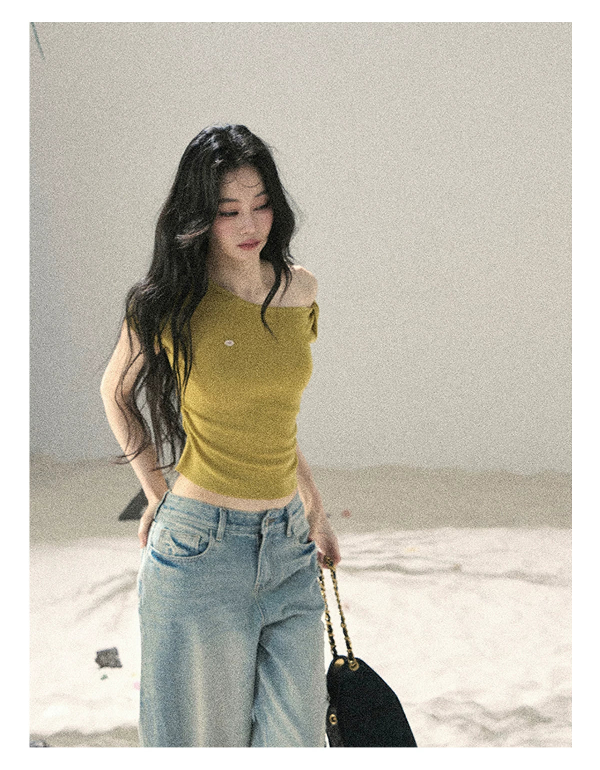 "Shape of the Wind" Forest Green One-Shoulder Twist Crop Top 6556585