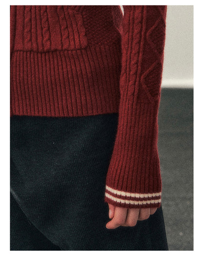 181225 “Only She Walked Through” Millennium Red Hooded Knit Cardigan