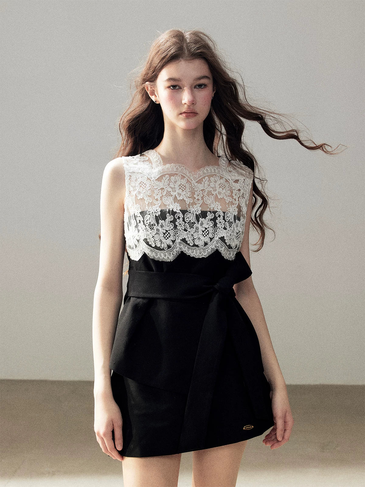 "The Quiet Strength" Black Iris Lace Sleeveless Crop Top