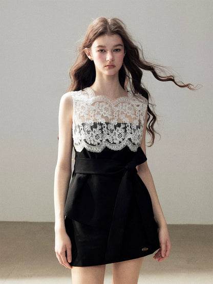 "The Quiet Strength" Black Iris Lace Sleeveless Crop Top