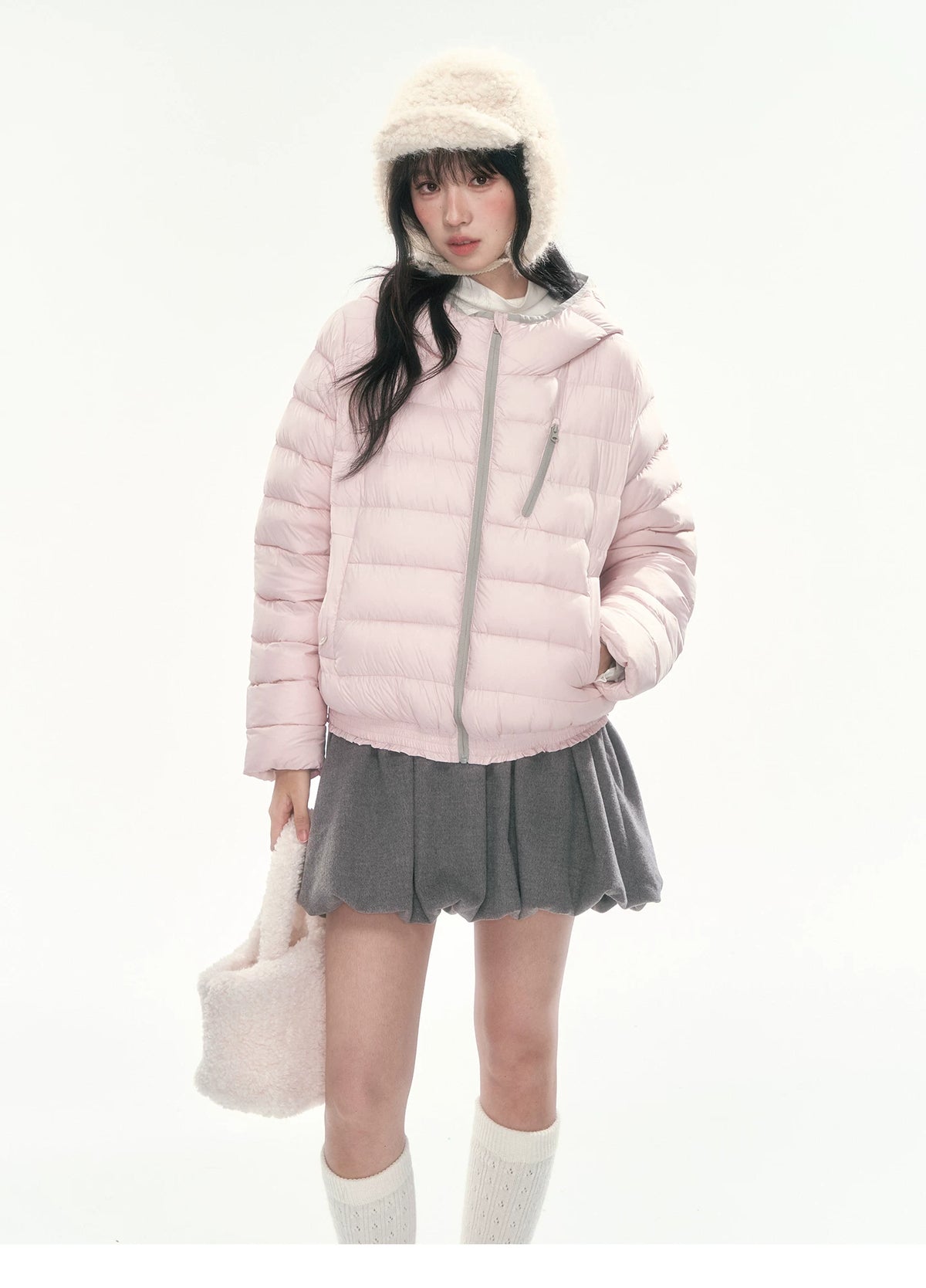 CAN - "Twilight Snow" Hooded 90% White Duck Down Puffer Jacket (Hibiscus Purple / Baby Pink / Water Blue)