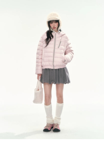 CAN - "Twilight Snow" Hooded 90% White Duck Down Puffer Jacket (Hibiscus Purple / Baby Pink / Water Blue)