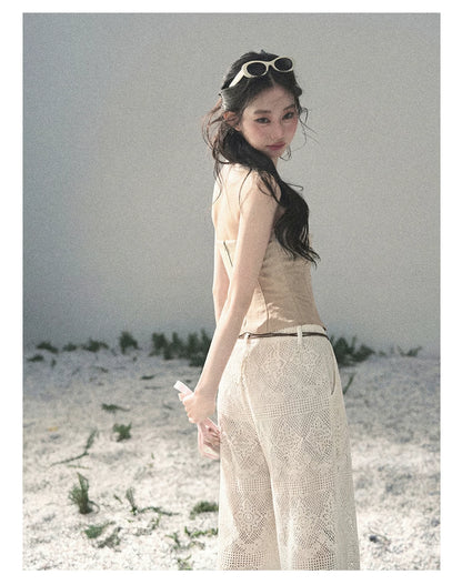 “Moonlit Haze” Dutch Cream Strapless V-Notch Top