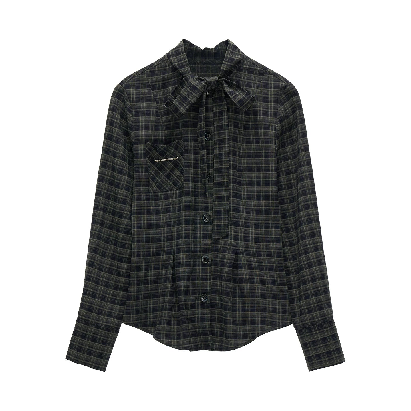 "Retro Prep Mood" Plaid Tie Shirt & Puff Mini Skirt Set WE701