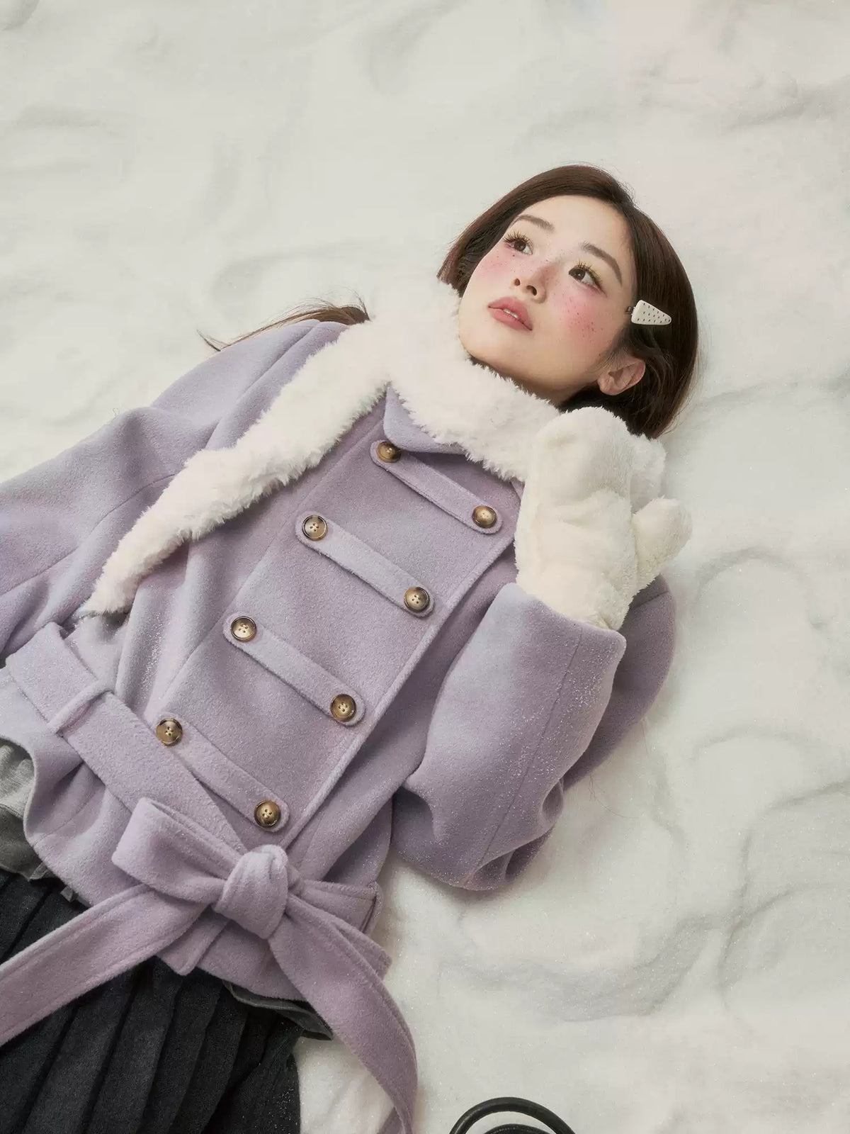BIBIBENCY - Purple Napoleon Wool-Blend Coat