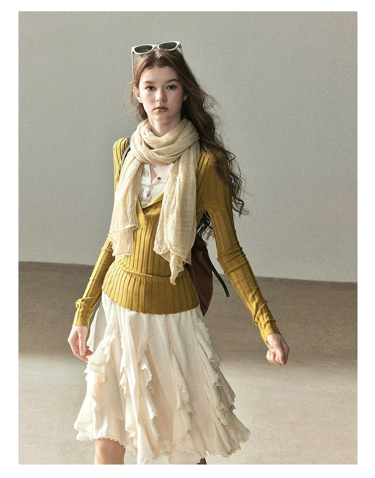 AOMALM - 100% Silk Sheer Fringe Scarf