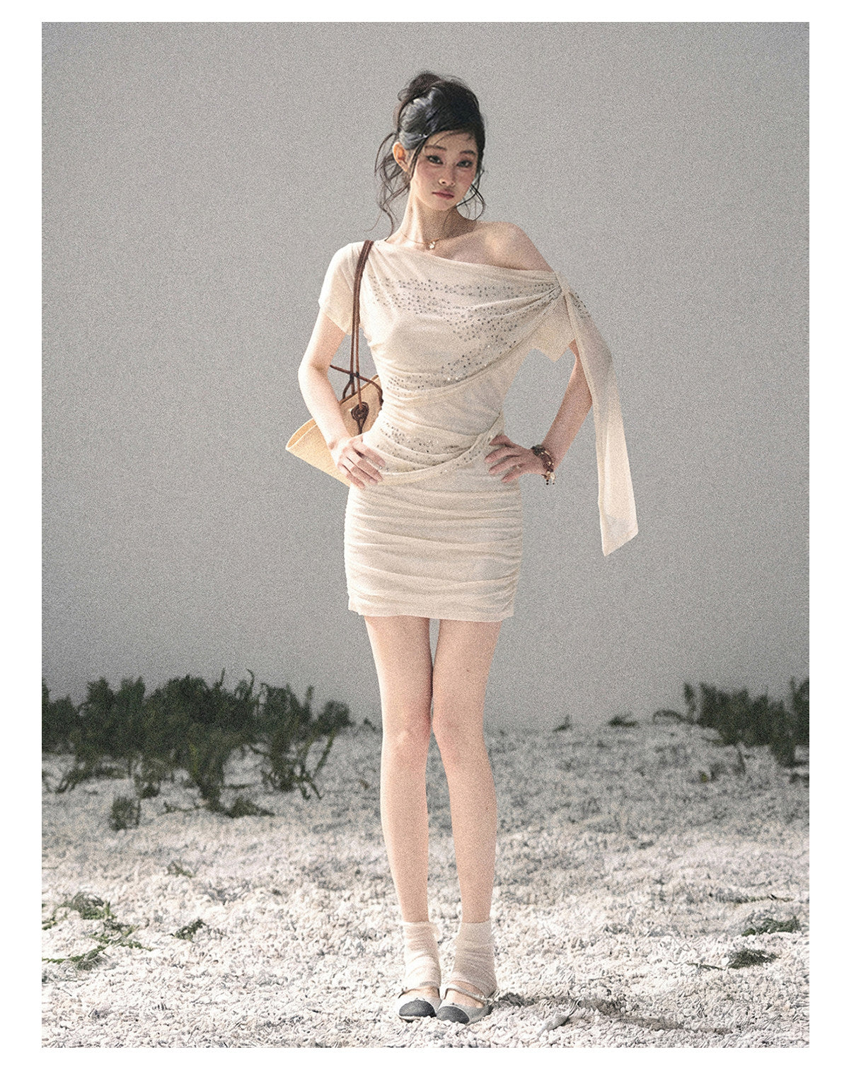 “Frosted Kiss” Milk Apricot Mini Dress