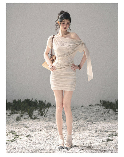 “Frosted Kiss” Milk Apricot Mini Dress